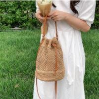 Bolso de Verano para Mujeres Bolso de Hombro de Paja Bolsa Top Mate de Ratán Bolso de Mano Casual de Raffia Crochet Bolso de Playa - details 3