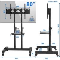 TV Pie Ruedas para Televisión de 32 43 50 55 65 75 80 Pulgadas - Tele Televisor Soportes Pie Inclinable - Soporte TV Suelo Altura Ajustable Movil |   MAX Vesa 600x400mm 50 KG - details 3