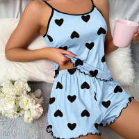 Conjunto de pijamas de dos piezas para mujer, camisola informal sexy, pantalones cortos, traje para el hogar - details 2
