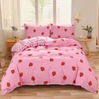 Juego De 3 piezas De Funda Nórdica, Estampado De Fresas Dulces, Ropa De Cama, Funda Nórdica Suave Y Cómoda - details 0