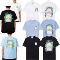 Camiseta Deportiva de Algodón Puro para Hombres Cuello Redondo, Estampado de Logotipo Delantero, Estilo Básico Casual para el Verano - details 17