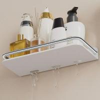 Estante de almacenamiento para baño sin perforaciones, estante cuadrado para champú montado en la pared, colgador de pared flotante sin taladro para almacenamiento de maquillaje - details 5