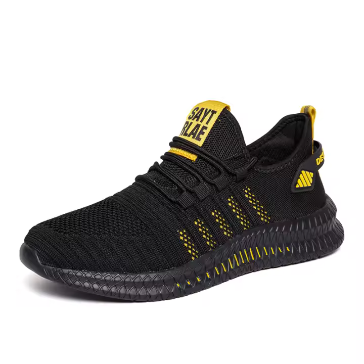 Zapatillas deportivas de malla verde para hombre, zapatos deportivos transpirables con cordones, antideslizantes, informales - 1