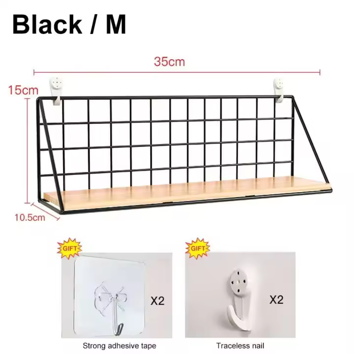 Estantes montados no perforados, perchas de madera para salón, cestas de iluminación para dormitorio, decoraciones de pared, organizadores - 1