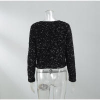 Abrigos recortados con cordones y lentejuelas para mujer, cárdigan Sexy de manga larga con purpurina, elegante, para fiesta - details 8