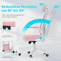 Silla de Escritorio Ergonómica con Reposacabezas Ajustable y Soporte Lumbar, Respaldo de Malla Transpirable, Reposabrazos Abatibles de 90 ° , Silla Giratoria de 360 ° - details 80