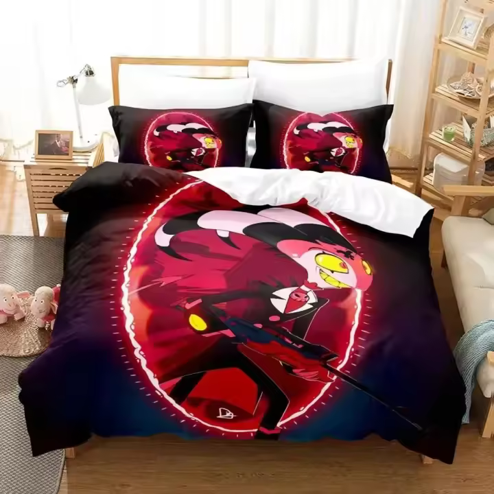 Conjunto de Ropa de Cama de Anime Helluva Blitzo Boss Funda de Edredón, Funda de Almohada, Acolchado de Rey y Reina Tamaño Comodidad para Hombres y Mujeres - 1