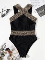 Bañador recortado de una pieza para mujer, traje de baño con Push-up, traje de baño cruzado, ropa de playa con cuello Halter - details 2