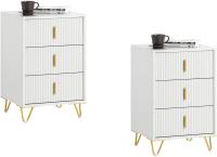 Mesita de Noche Mesa Auxiliar Mobiliario de Salón Moderno con 2 cajones L40xP40xH47 cm ES - details 42