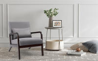 Sillón Salón Relajación Moderno Sillón Tapizado Sofá Individual Reposabrazos Silla con Patas de Madera Maciza Marrón Oscuro, Gris - details 4