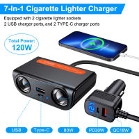 Awapow Cargador de Coche 120W Adaptador de Enchufe Tipo-USB Salida de Potencia 12/24V - details 1