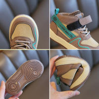 Zapatos deportivos para niños 2025 primavera y otoño nuevos zapatos casuales para niños y niñas zapatos de tablero para niños de tamaño medio de parte superior alta zapatos de bebé de suela suave solo - details 3