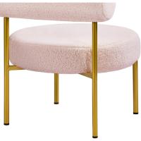 Silla de comedor tapizada, silla relax con estructura reforzada, 136 kg de capacidad, asiento y respaldo acolchados de bouclé para sala, dormitorio, cocina, blanco. - details 20