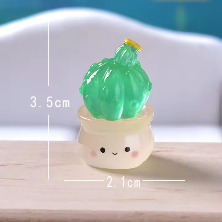 Miniaturas suculentas para decoración de coche, adornos de Cactus luminosos de resina que brillan por la noche, Mini adornos de resina para el hogar - 1