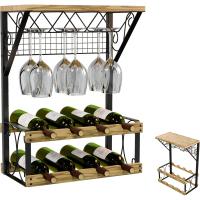 Botellero Vino Inspirador: Vinoteca 8 Botellas, Botellero de Estilo Rústico-Industrial, Garrafeira con Balda de Madera, Ideal para Amantes del Vino y Hogares con Poco Espacio - details 0