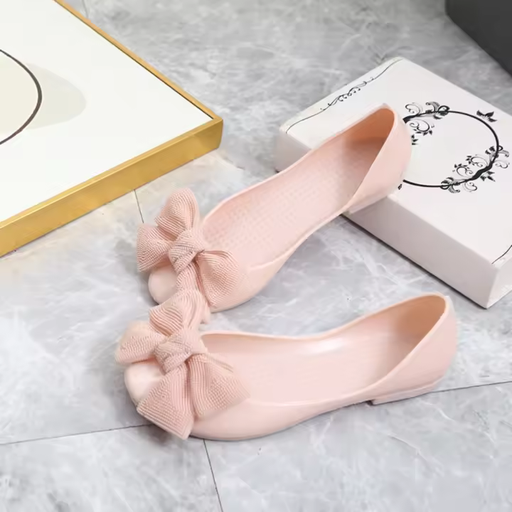 Zapatos de Baile para Mujer de Cuello Bajo Suela Plana Knot Tie Cuero de Imitación - 1