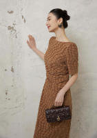 BGTEEVER-vestido ajustado a cuadros para mujer, prenda elegante de manga corta, ceñido a la cadera, con cuello oblicuo, para primavera y verano - details 24