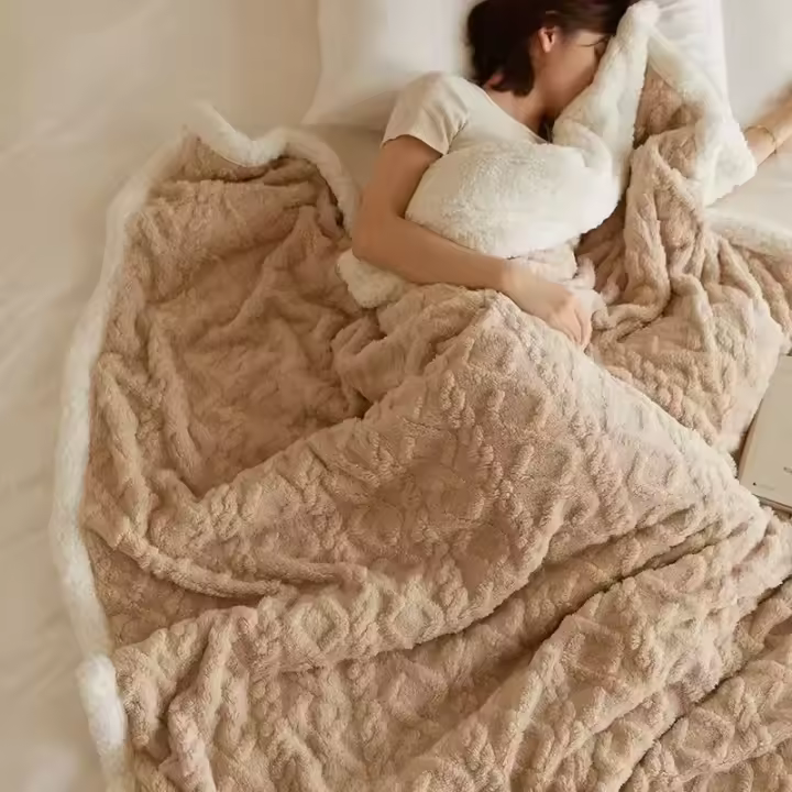 Manta gruesa de felpa de cordero para cama y sofá, Mantas cálidas, edredón de terciopelo de Coral, textiles para el hogar - 1
