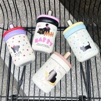 Botella de agua térmica duradera de 500ML con asa, taza de vacío de acero inoxidable 316, tapa de gato de dibujos animados, taza de té de paja para niños y niñas - details 10
