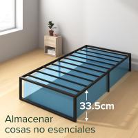 Cama 90x190 cm Altura 36 cm con almacenaje debajo de la cama Estructura de cama de plataforma de metal Negro - details 2