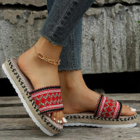 Sandalias de plataforma gruesa para mujer, alpargatas, chanclas, talla grande, color rojo, 43, 42, 41, 40 - details 4