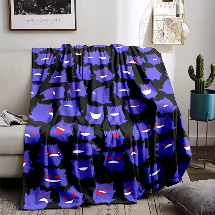 Manta Gengar suave y esponjoso tamaño King, manta de verano e invierno para chico y adulto, manta para sofá cama, manta, regalo de cumpleaños - 1