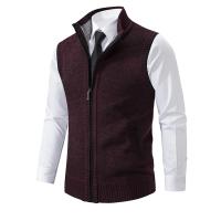 Suéter sin mangas de punto para hombre, cárdigan de terciopelo de lana con cremallera, jerséis de cuello alto, Chaleco de punto - details 11