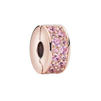 Abalorio de Clip de Pavé rosa, Pulsera Original de Plata de Ley 925 para fabricación de joyas - details 0