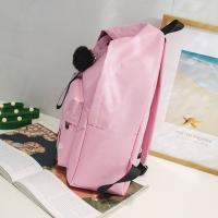 Mochila de gran capacidad con hojas impresas, mochila de lona de Color sólido con hojas impresas, mochila portátil con cremallera de estilo universitario - details 2