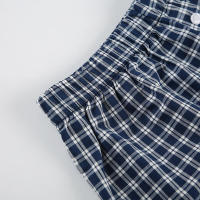 Pantalones cortos básicos cómodos e informales sueltos con botones de cintura elástica tejidos a rayas de verano para mujer - details 85