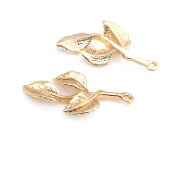 Colgantes de hojas de árbol de latón de Color dorado de 18K, accesorios para collar y pendientes, joyería Diy de alta calidad - details 8
