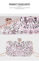 Bolso de mano con cadena y diamantes de imitación para mujer, Cartera de noche para boda y fiesta - details 7