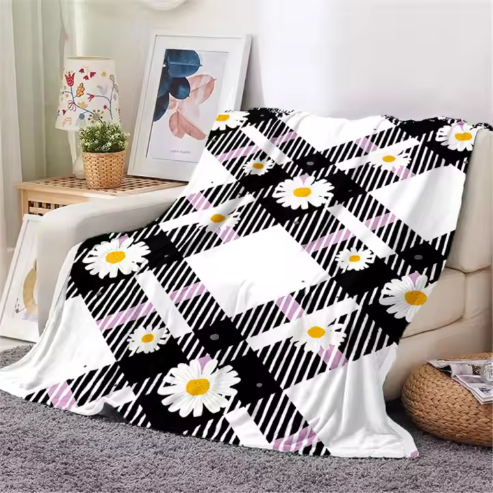 Manta de franela con estampado Floral de margaritas, mantas con estampado 3D de pequeñas flores para camas, colcha de felpa para siesta, manta fina para bebé - 1