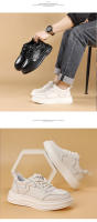 Marca de moda primavera nuevos zapatos de tablero plataforma de cuero para hombres deportes casuales zapatos blancos - details 10