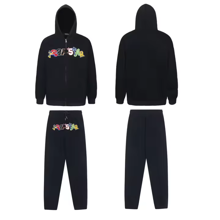 Conjunto Casual de Moda para Hombres Traje de Primavera y Otoño Trapstar, Pantalones de Nueve Puntos, Cremallera y Capucha, Juego de Dos Piezas - 1