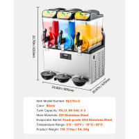 Máquina Comercial para Bebidas Congeladas SucceBuy, Máquina de Granizados de Triple Tanque de 15Lx3, Dispensador de Bebidas Congeladas y Smoothies de Acero Inoxidable de 180 Vasos para Reuniones Familiares, Restaurantes, Cafeterías y Bares - details 13