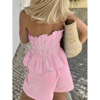 Conjunto de pantalones cortos con volantes sin tirantes, sencillo e informal, moda de verano para mujer - details 3