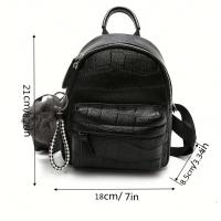 Mini Mochila De Cuero PU negro Vintage para mujer, mochila de viaje pequeña clásica, a la moda - details 4