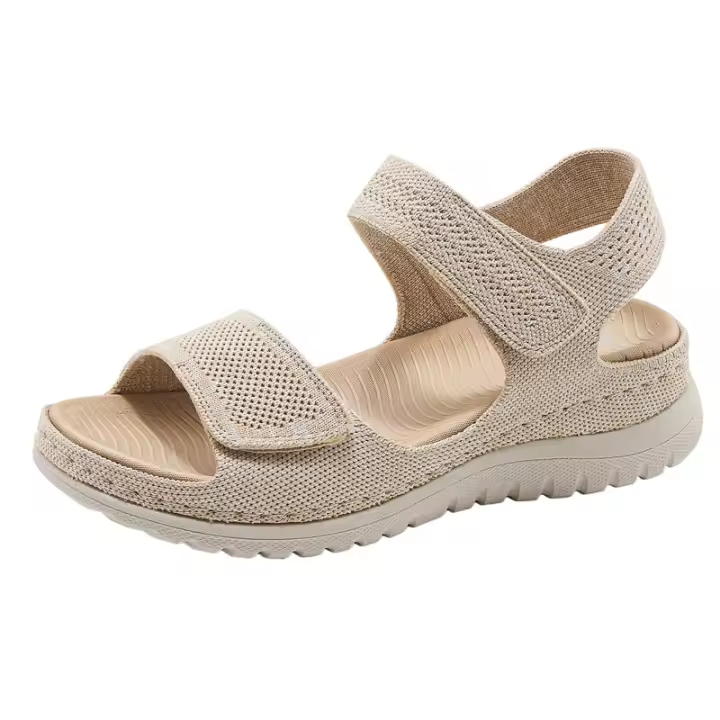 Sandalias deportivas y de ocio, sandalias de mujer con suela gruesa de playa hueca con velcro - 1