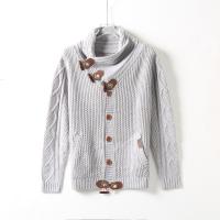 Suéter de punto tipo cárdigan de un solo pecho con cuello alto para hombre, para otoño e invierno - details 14