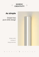 Lámpara de pared larga de línea minimalista nórdica, led, mesita de noche, sala de estar, dormitorio, lámpara de pared interior, blanco - details 1