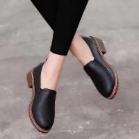 Zapatos planos con cordones para mujer, zapatillas Oxford de cuero suave, tacón medio bajo, mocasines de un estribo - details 7