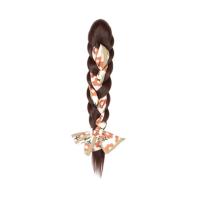 Diademas con cinta de flores para mujer, coleta larga, artefacto para el cabello de estilo coreano, peluca trenzada de boxeo sintética esponjosa - details 4