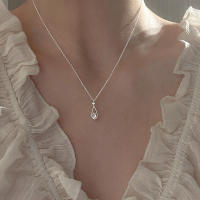 Señoras zirconia lágrima colgante collar, moda, retro elegante temperamento clavícula cadena, joyería de la boda - details 11
