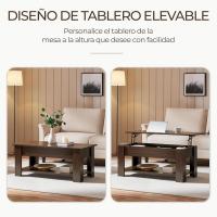 Mesa de Café Elevable y Extensible con Revistero 98x50x(41,8-56) cm Mueble para Sala de Estar y Comedor - details 5