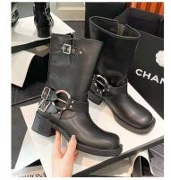 Botas de tacón bajo con punta cuadrada de moda, botas con cremallera lateral - details 13