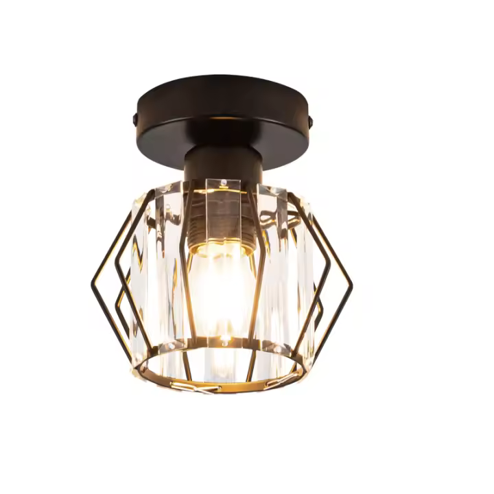 Lámpara de techo moderna de cristal negro CBJKTX E27, lámpara de cocina vintage con marco de metal - 1