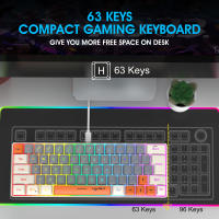 Teclado para juegos con cable USB, periférico portátil con retroiluminación RGB, color gris y Beige, para ordenadores portátiles con Windows y ordenador, 63 teclas - details 10