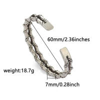 Pulsera cubana de bambú doble para hombre, brazalete con apertura ajustable, estilo Hip-hop, joyería de muñeca - details 3