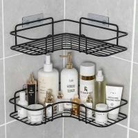 Estante de iluminación para ducha doméstica de esquina de metal no perforado para baño, colgante organizativo 2024 - details 1